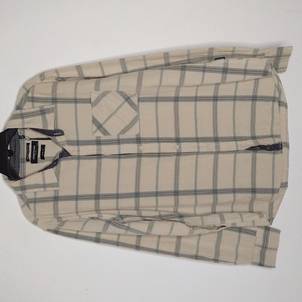 NWT Kenneth Cole Men's Tan/Corduroy Slim Fit Button Down Shirt Size Medium